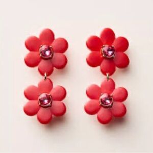 Kate Spade NWT in box red floral linear earrings Target